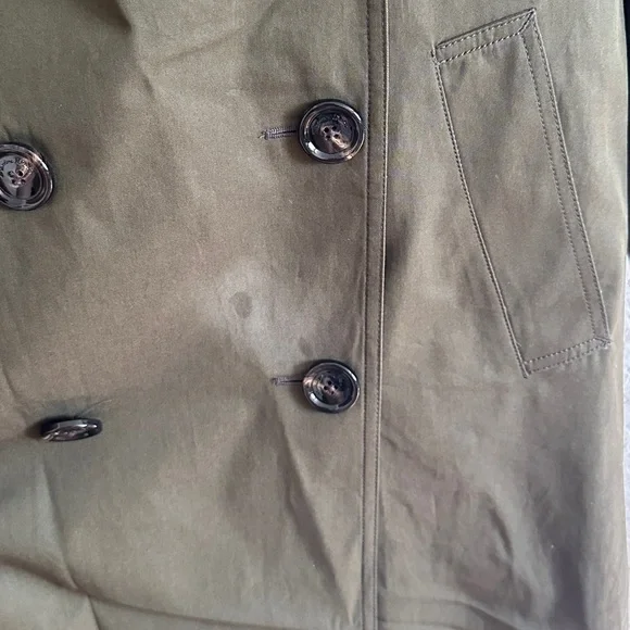 Massimo Dutti Women’s Olive Green Relaxed Fit Double Breasted Trench Coat Sz XS - Picture 15 of 15